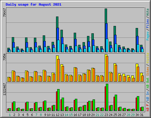 Daily usage for August 2021