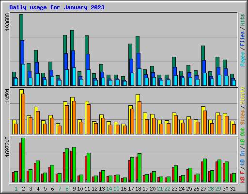 Daily usage for January 2023