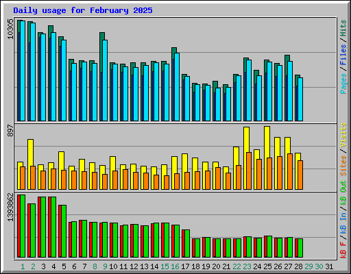 Daily usage for February 2025