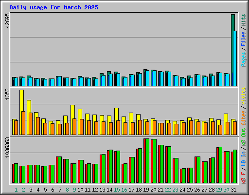 Daily usage for March 2025
