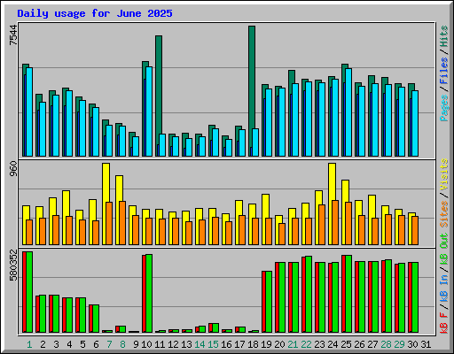 Daily usage for June 2025
