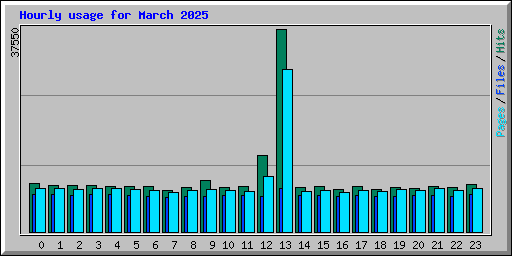Hourly usage for March 2025